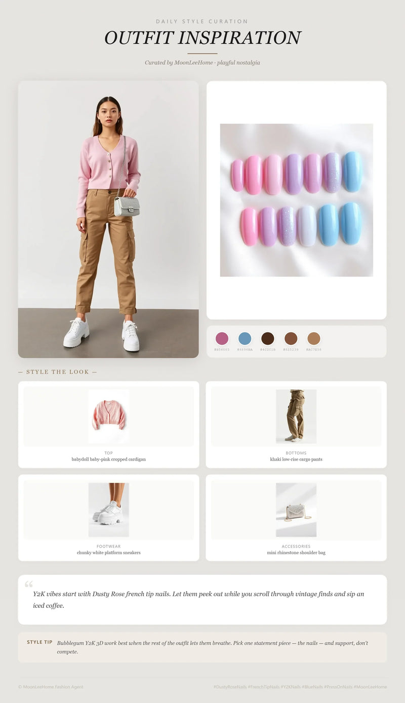 Bubblegum Y2K 3D Nails + Work Outfit Ideas | MOONLEE Style