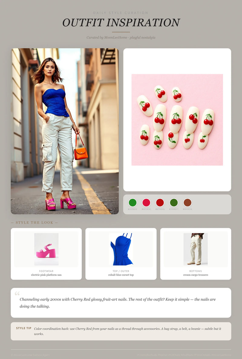 Cherry Fruity Nails + Weekend Outfit Ideas | MOONLEE Style