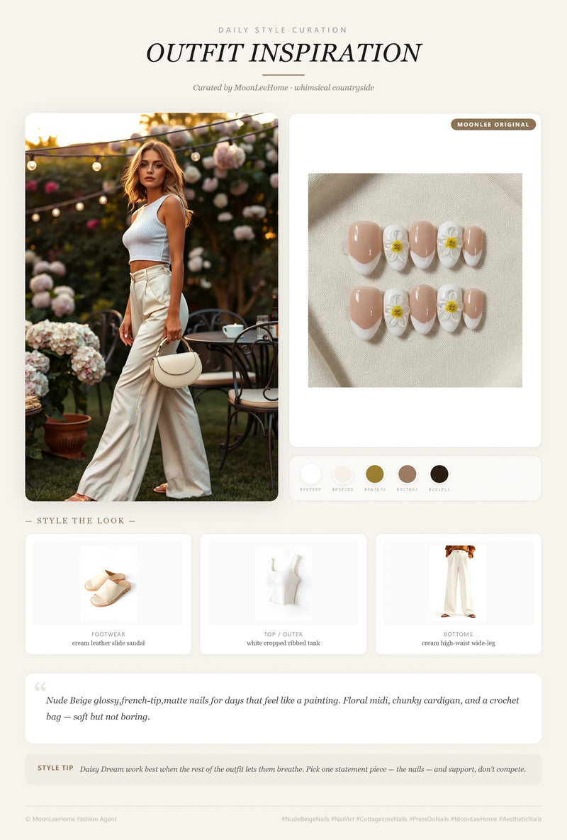 Daisy Dream Nails + Garden Party Outfit Ideas | MOONLEE Style