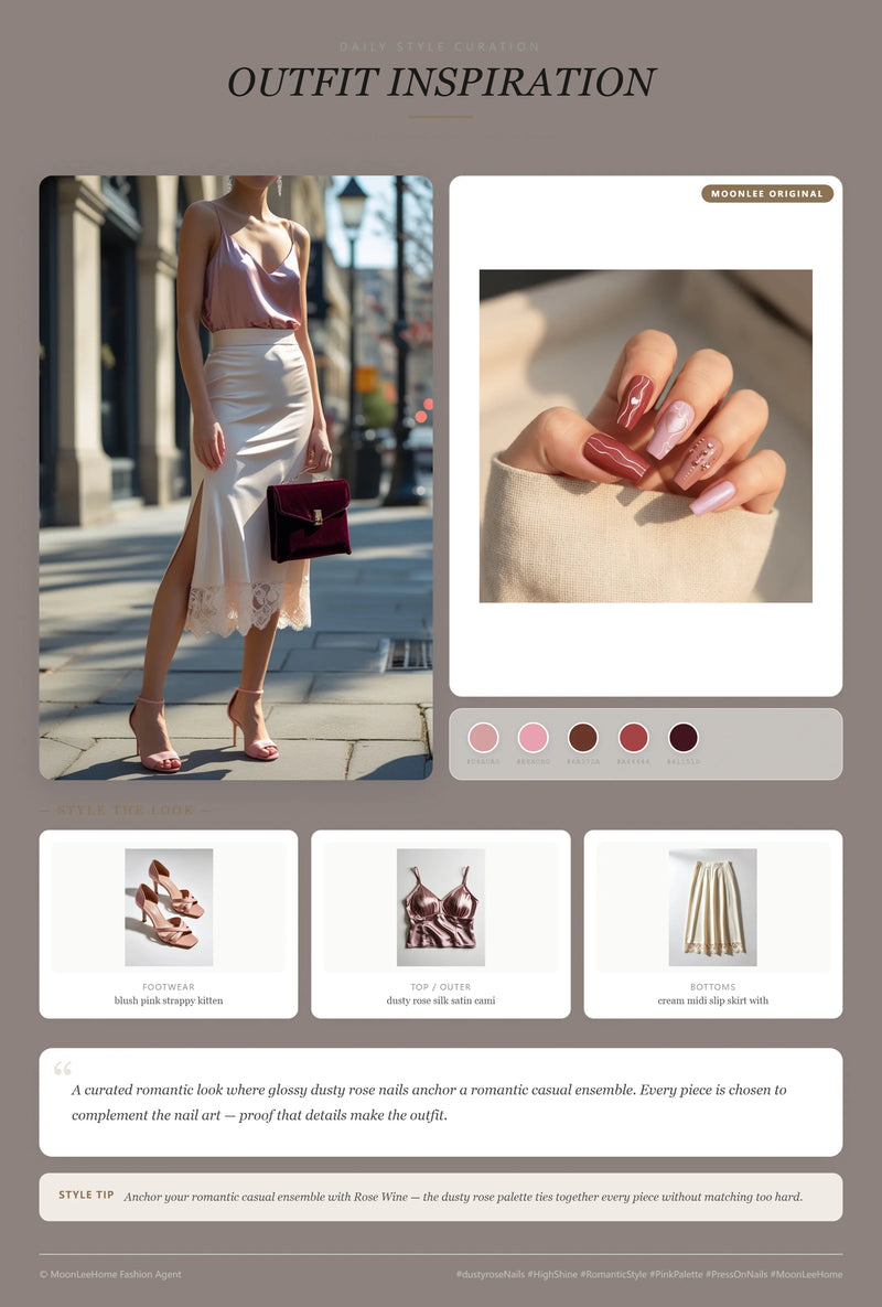 Rose Wine Nails + Date Night Outfit Ideas | MOONLEE Style