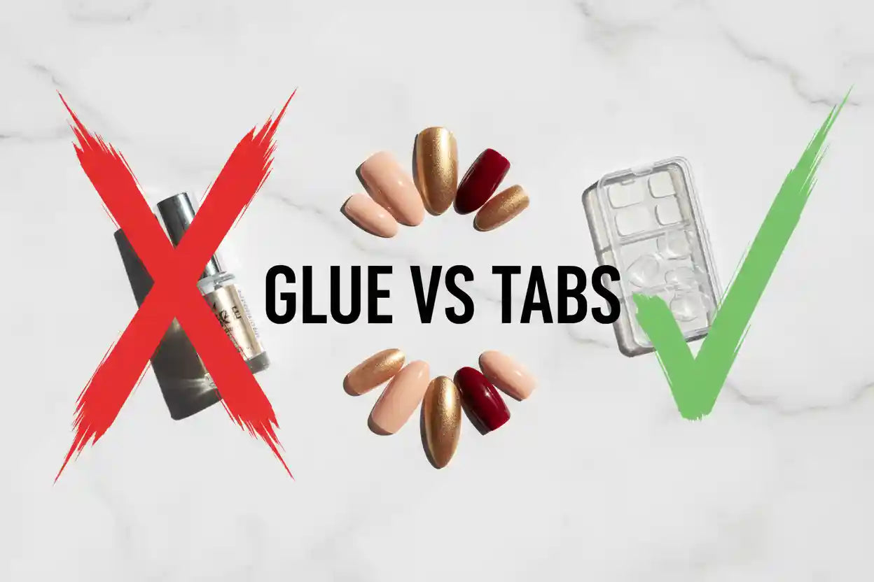 Press-on nail wear time truth - glue vs tabs longevity comparison - MOONLEE