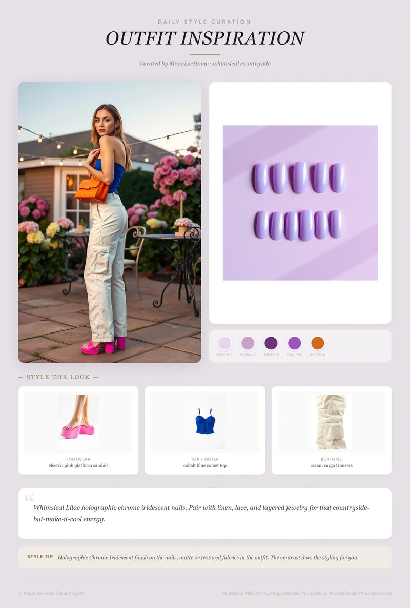 Lilac Holographic Nails + Garden Party Outfit Ideas | MOONLEE Style