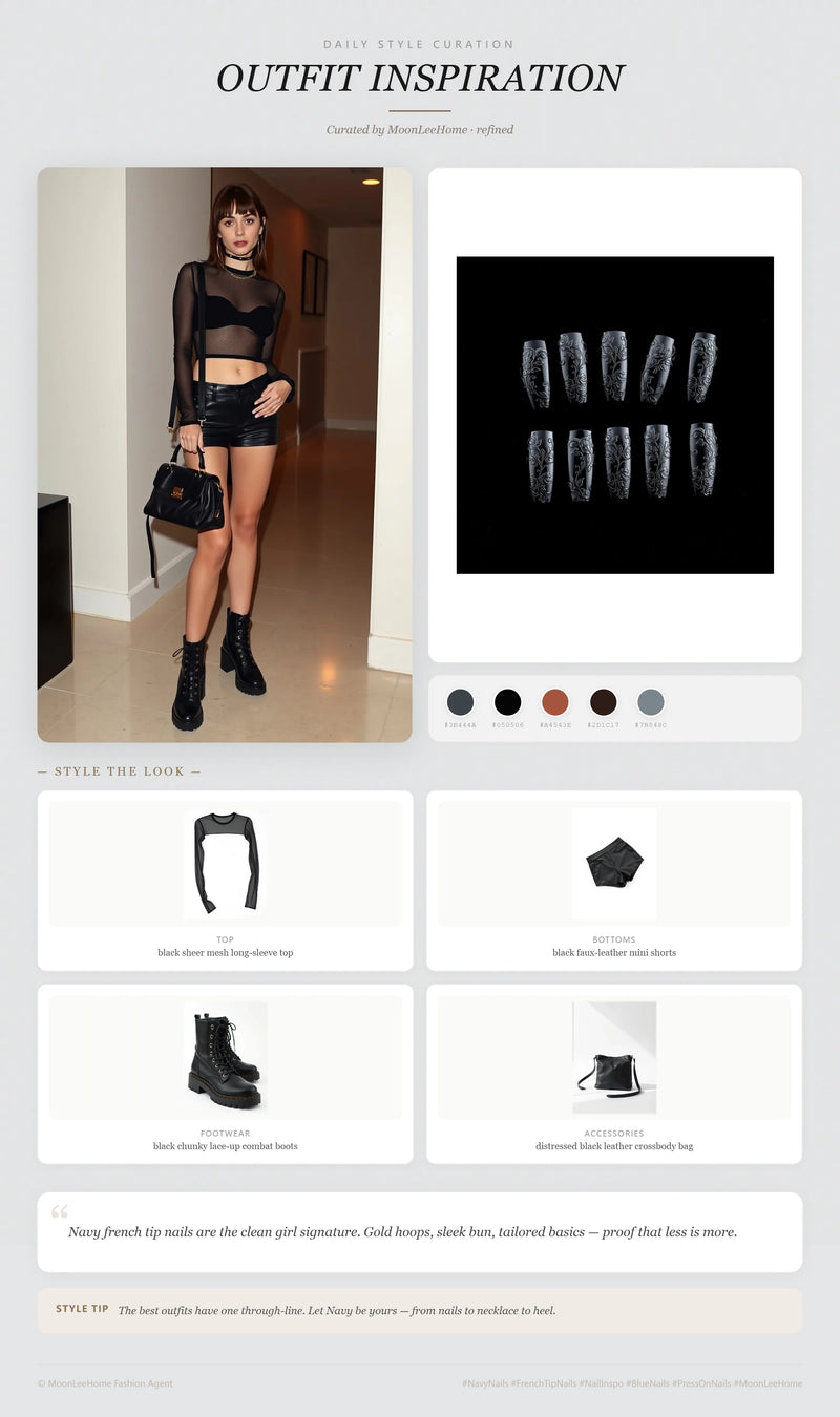 Onyx Bloom 3D Nails + Party Outfit Ideas | MOONLEE Style