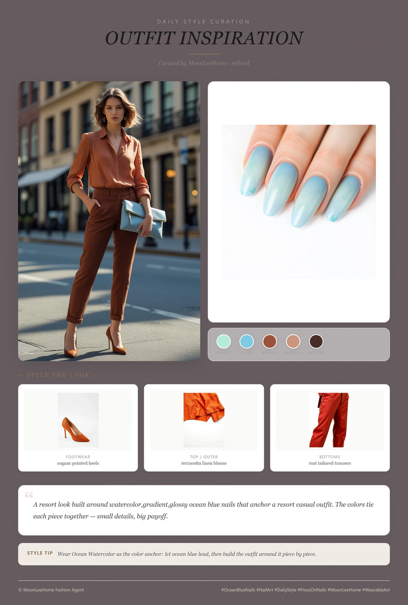 Ocean Watercolor Nails + Vacation Outfit Ideas | MOONLEE Style