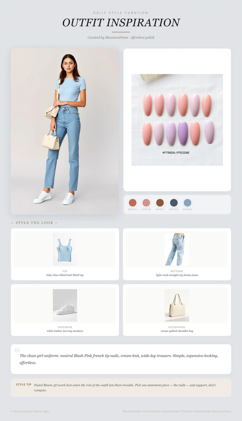 Pastel Bloom 3D Nails + Everyday Outfit Ideas | MOONLEE Style