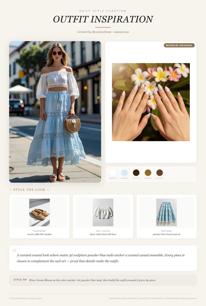 Ocean Bloom Nails + Weekend Outfit Ideas | MOONLEE Style