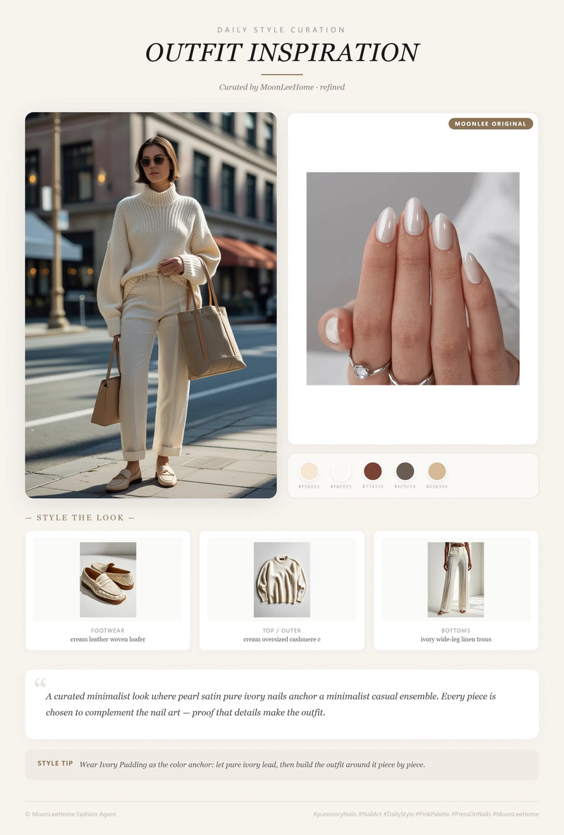 Ivory Pudding Nails + Daily Outfit Ideas | MOONLEE Style