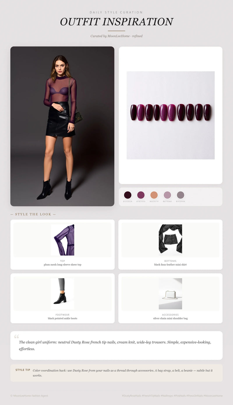Velvet Plum 3D Nails + Date Night Outfit Ideas | MOONLEE Style