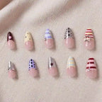 Fun Patch Short Almond Press-On Nails for Typing & Commute | MOONLEE