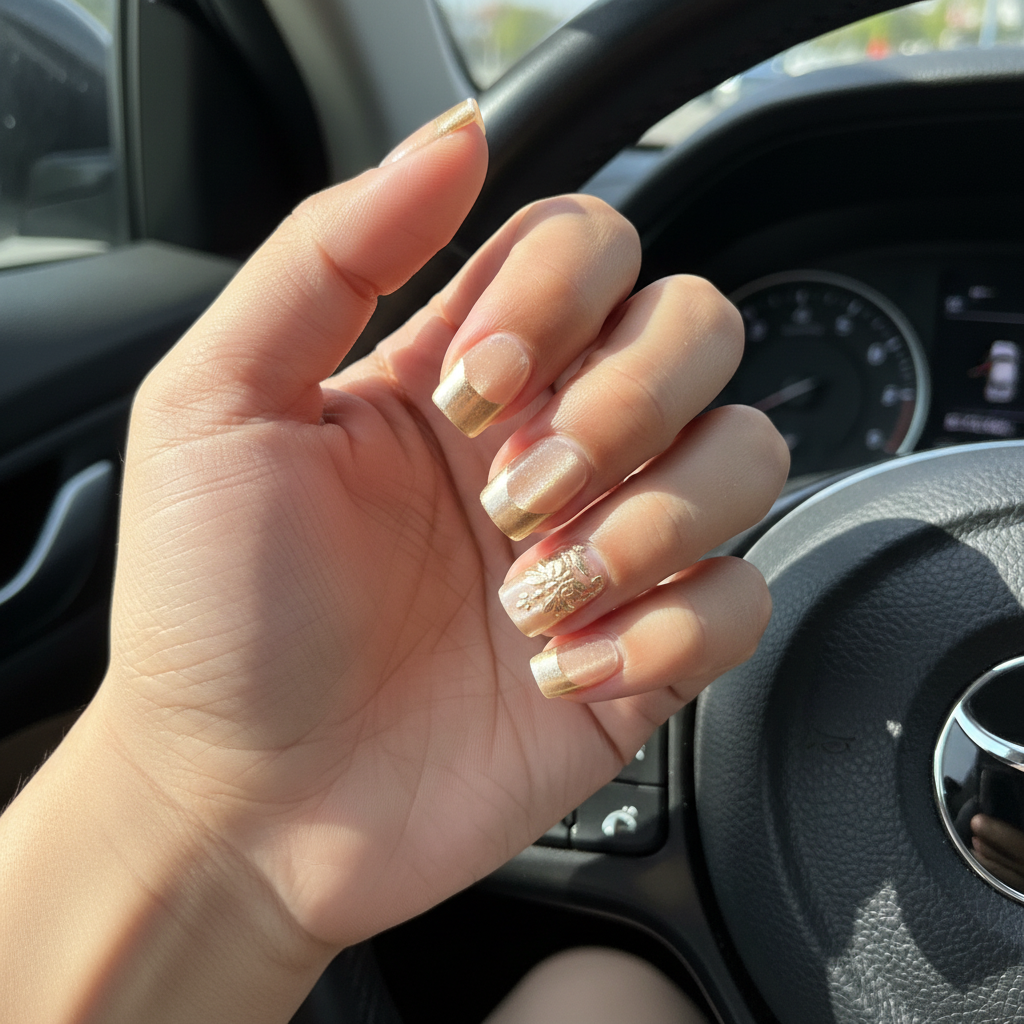 MOONLEE Vanilla Pearl Parfait extra short square press-on nails - workday bridal wedding wear