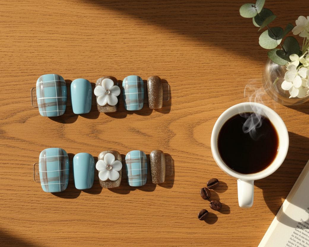 MOONLEE Blueberry Toffee Tart 10-piece press-on nail set display