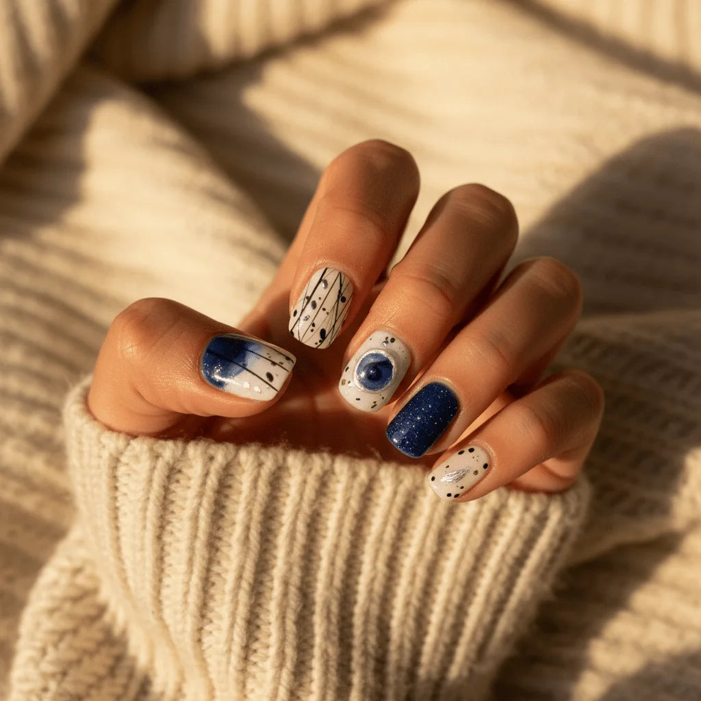 Blue Sugar Macaron - Press On Nails - MOONLEE