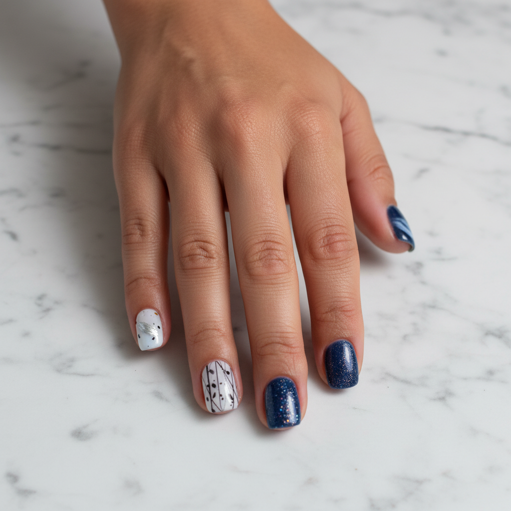 MOONLEE Blue Sugar Macaron press-on nails - medium skin tone bottom row