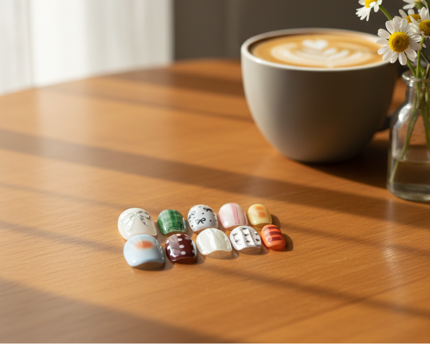 MOONLEE Rainbow Candy 10-piece press-on nail set display - multicolor bow plaid