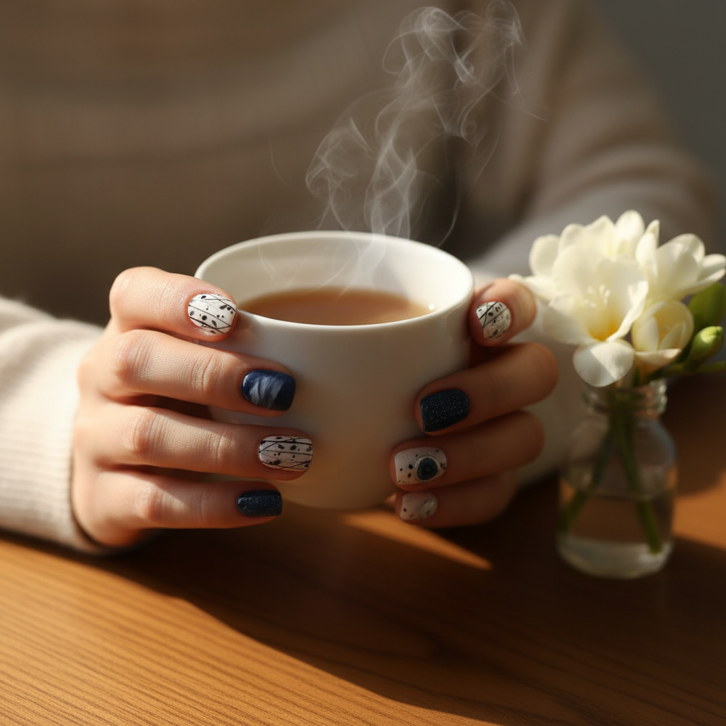 MOONLEE Blue Sugar Macaron press-on nails - light skin tone top row