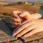 Cherry French Press-On Nails — side angle on-hand view highlighting cherry red French tip design and glossy finish | MOONLEE
