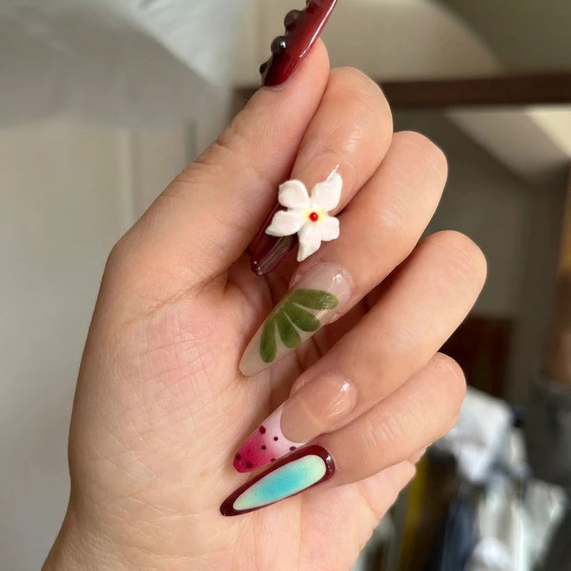 Strawberry Bloom Press-On Nails – Bedroom Pinky Detail Shot