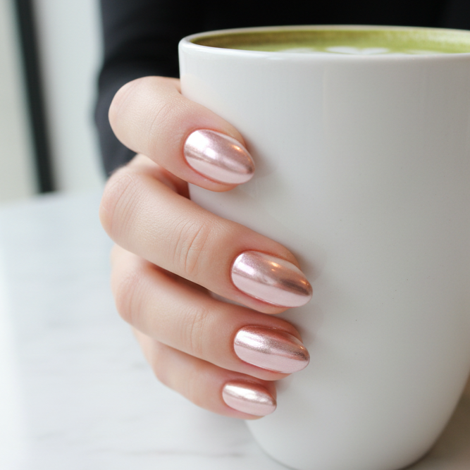 MOONLEE Lychee Cotta press-on nails - clean girl matcha marble aesthetic