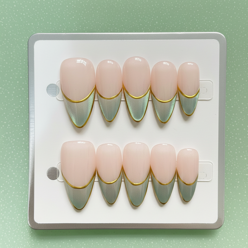 MOONLEE Matcha Mousse 10-piece press-on nail set display - matte matcha green