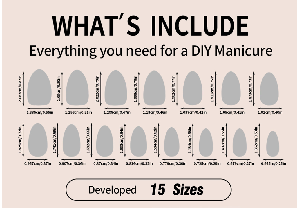 MOONLEE Ivory Pudding 30-piece press-on nail set display - all sizes included