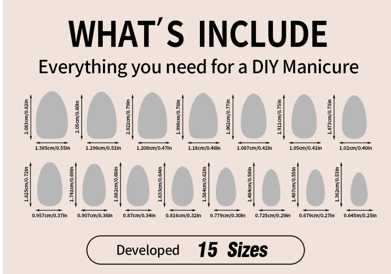 MOONLEE Ivory Pudding 30-piece press-on nail set display - all sizes included