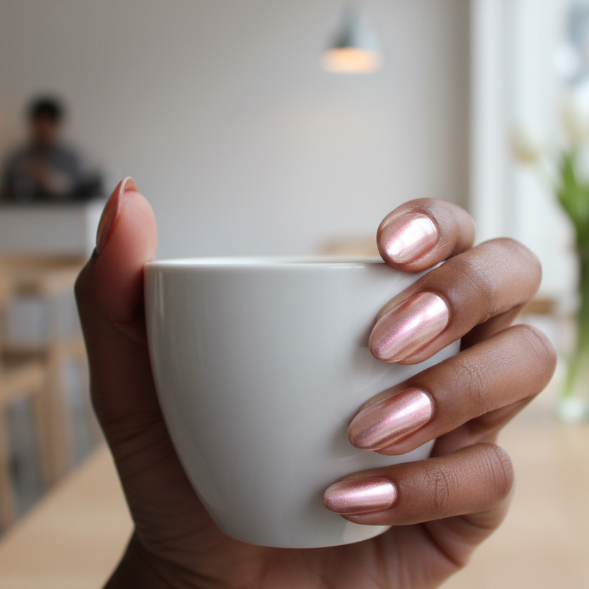 MOONLEE Lychee Cotta press-on nails - dark skin tone Mother's Day spring