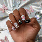 Cosmic Dark Star Y2K Press On Nails – Black Aurora Short Square Set | MOONLEE